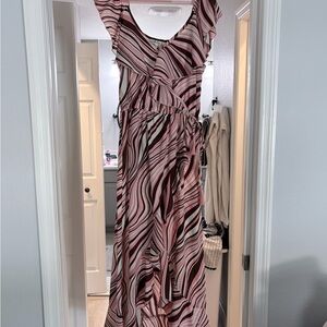 Elegant Pink and Black Striped Dress